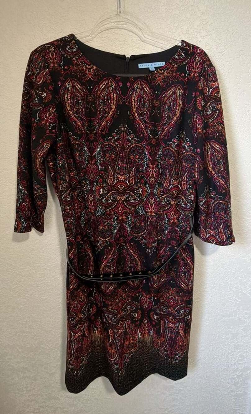 Antonio Melani Dress Size 14 Paisley Print 3/4 Sleeve